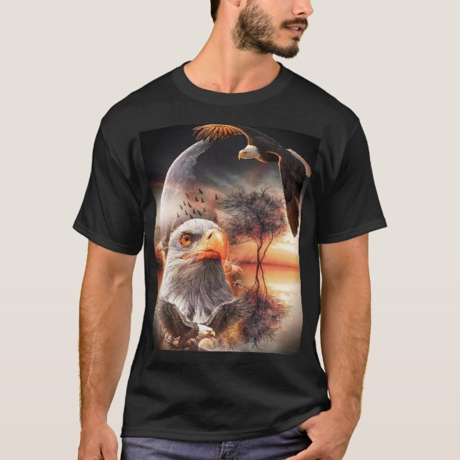 "Majestic Eagle - Sowing through Artistic Himmel" T Shirt (Framsida)