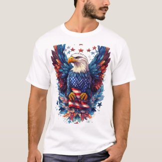 Majestic eagle spreads wings with patriotic power. t shirt