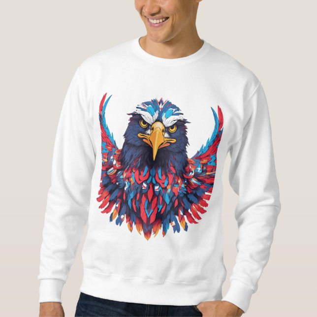 Majestic Eagle T-Shirt Design - Soar High med Bol Lång Ärmad Tröja (Framsida)