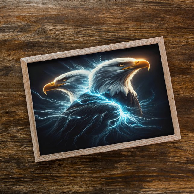 Majestic Eagles Dance Amidst Lightning Poster (Skapare uppladdad)