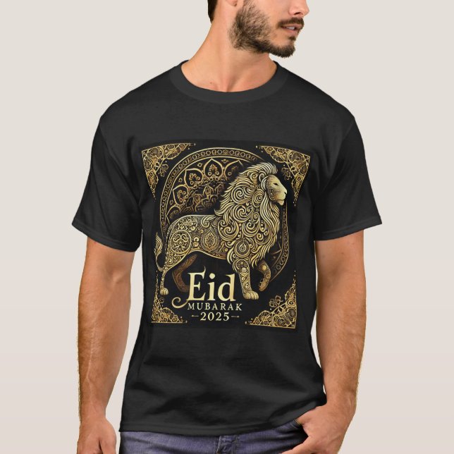 Majestic Eid Mubarak 2025 Lejon designtröja T Shirt (Framsida)