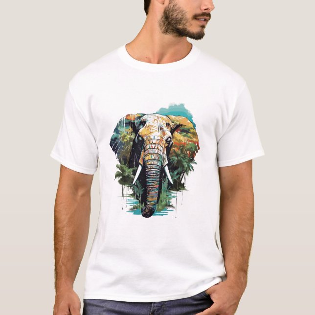 Majestic Elephant Animal World Wildlife Beauty Art T Shirt (Framsida)