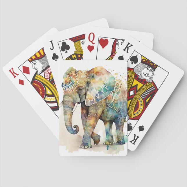 Majestic Elephant Bevacker Artwork Spirit Guide Casinokort (Baksidan)