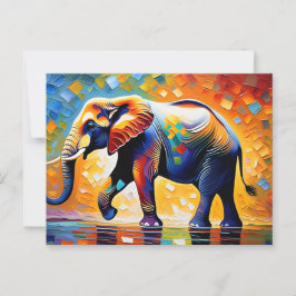 Majestic Elephant i Vibrant Hues Vykort