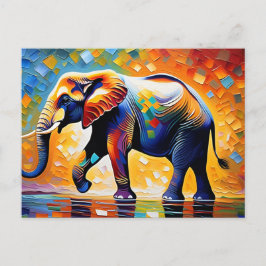 Majestic Elephant i Vibrant Hues Vykort