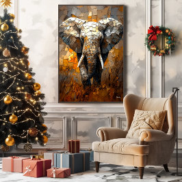 Majestic Elephant in Dynamic Impasto Art Canvastryck