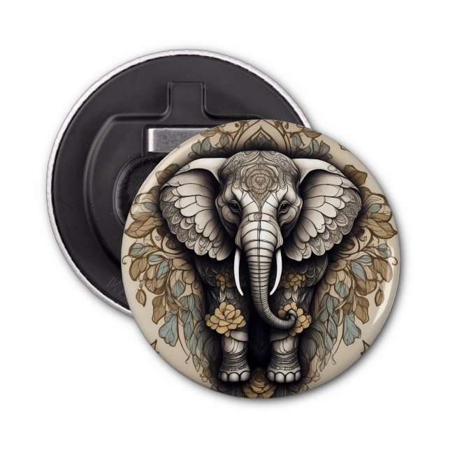 Majestic Elephant Mandala Flasköppnare (Framsidan)
