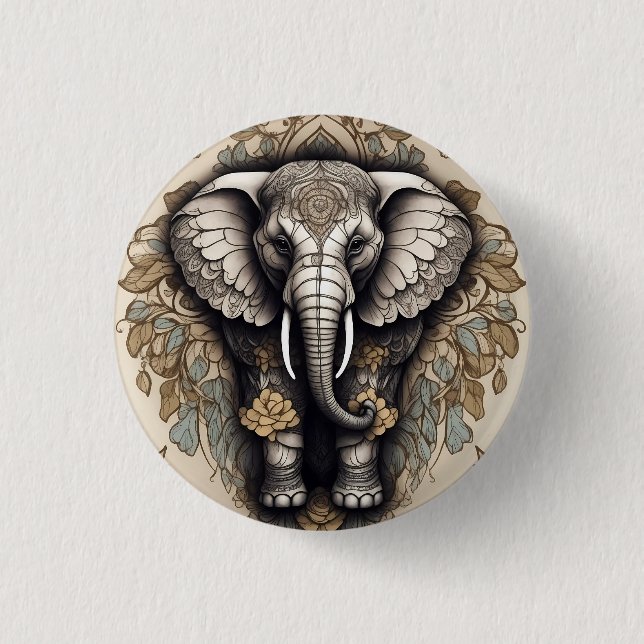 Majestic Elephant Mandala Knapp (Framsida)