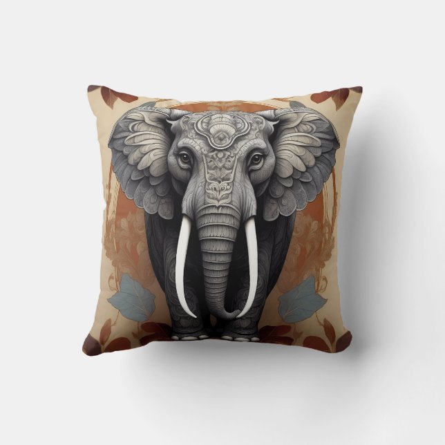 Majestic Elephant Mandala Kudde (Baksida)