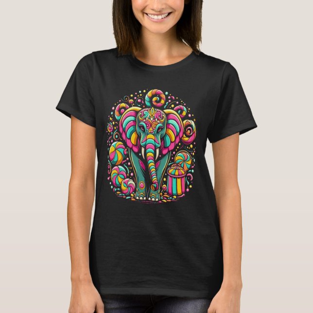 Majestic Elephant med kraftig design T Shirt (Framsida)