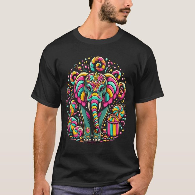 Majestic Elephant med kraftig design T Shirt (Framsida)