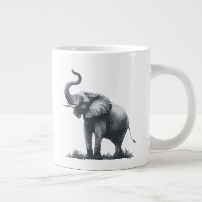 Majestic Elephant med upphöjd trunk Jumbo Mugg (Höger)