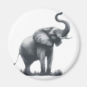 Majestic Elephant med upphöjd trunk Magnet