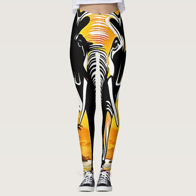 Majestic Elephant Sunset Leggings (Framsida)