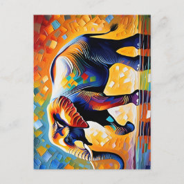 Majestic Elephant Vibrant African Wildlife Art Vykort