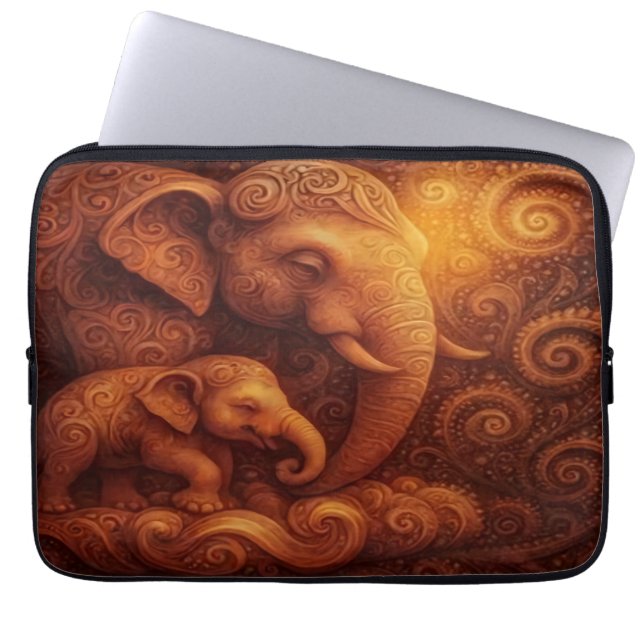 Majestic Elephants Laptop Sleeve (Framsidan)
