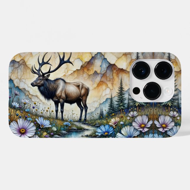 Majestic Elk in floral mountain valley (Baksida (horisontell))