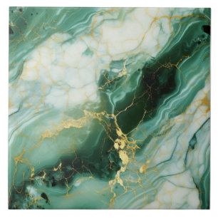Majestic Emerald & Guld Art Tile Kakelplatta
