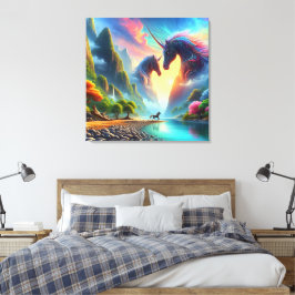 Majestic Encounter in a Colorful Valley - Elegant Canvastryck