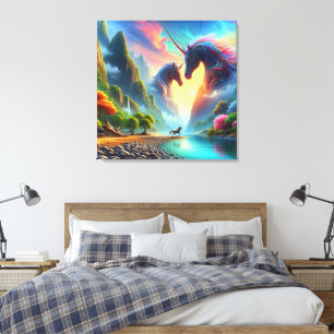Majestic Encounter in a Colorful Valley - Elegant Canvastryck