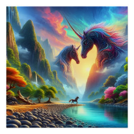Majestic Encounter in a Colorful Valley - Elegant Perfect Poster