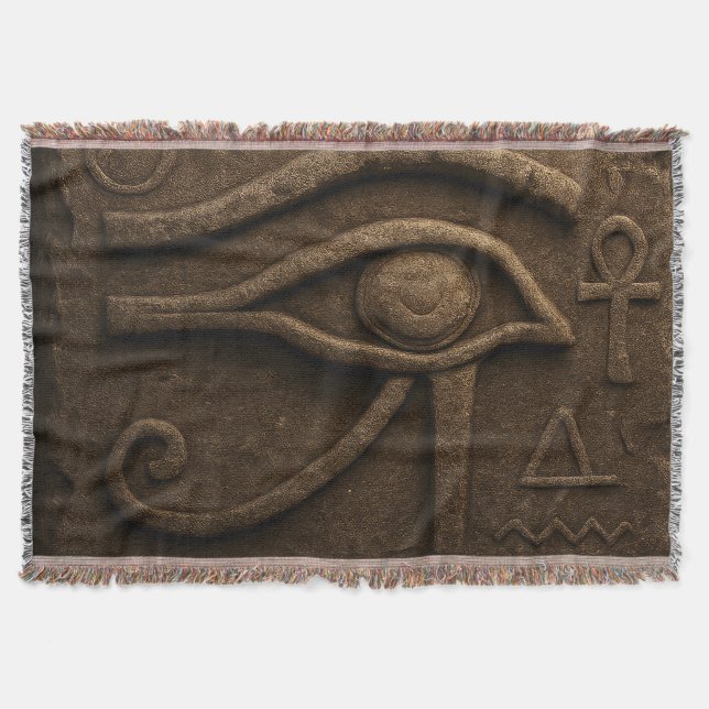 Majestic Eye of Horus Pharaonic Throw Blanket Filt (Framsidan)