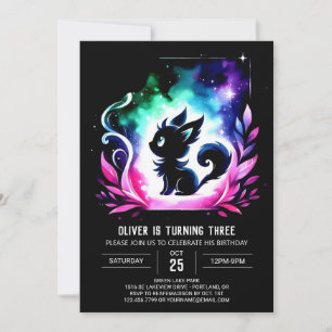 Majestic Fantasy Cat Birthday Inbjudningar