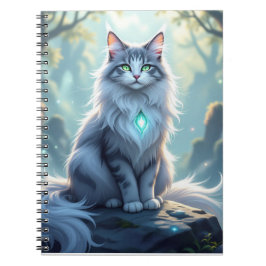 **Majestic Fantasy Cat with Mystical Aura – High F Anteckningsbok