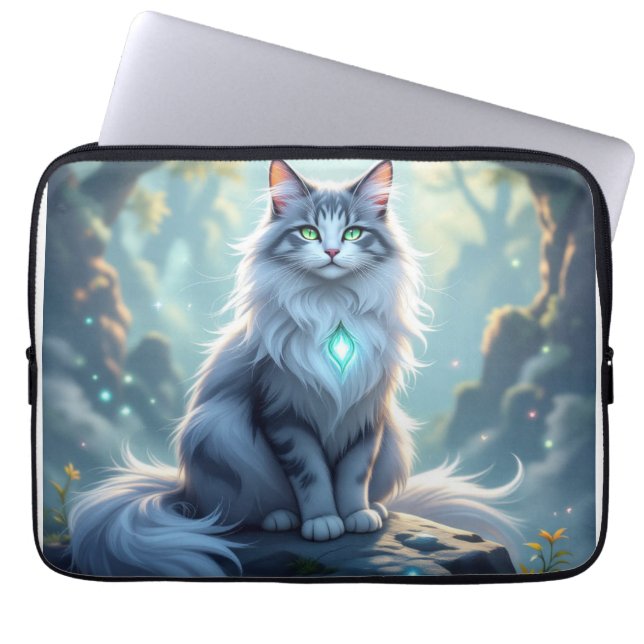 **Majestic Fantasy Cat with Mystical Aura – High F Laptop Fodral (Framsidan)