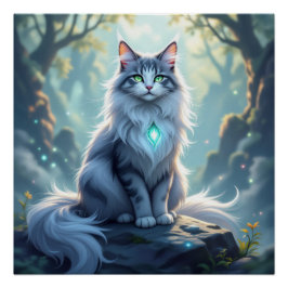 **Majestic Fantasy Cat with Mystical Aura – High F Perfect Poster