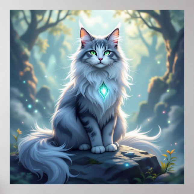 **Majestic Fantasy Cat with Mystical Aura – High F Poster (Framsidan)