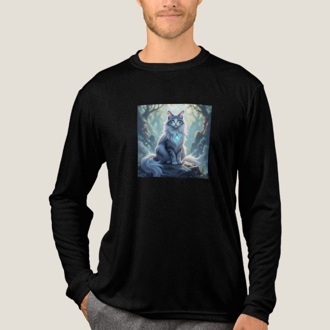 **Majestic Fantasy Cat with Mystical Aura – High F T Shirt (Framsida)