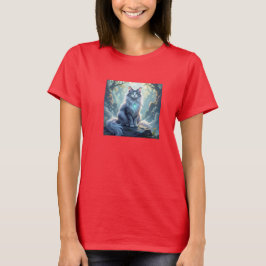 **Majestic Fantasy Cat with Mystical Aura – High F T Shirt