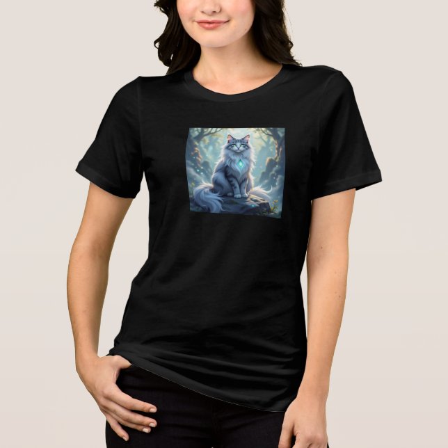 **Majestic Fantasy Cat with Mystical Aura – High F T Shirt (Framsida)