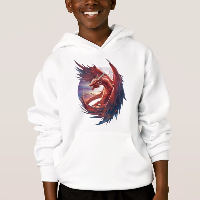 Majestic Fire Dragon - Epic Fantasy T Shirt (Framsida)