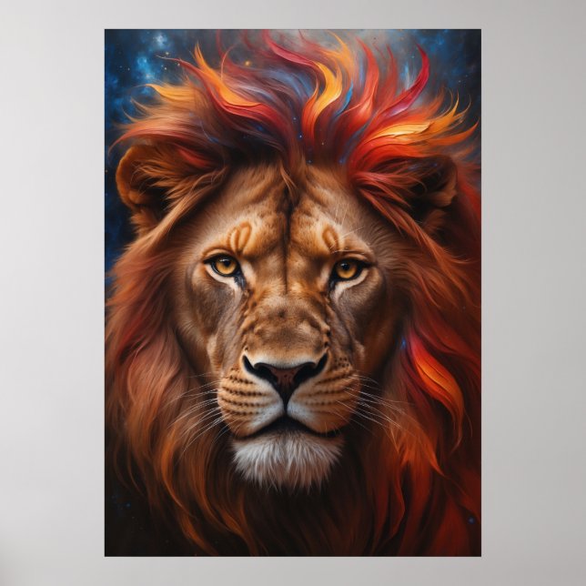 Majestic Fire Lion Poster (Framsidan)