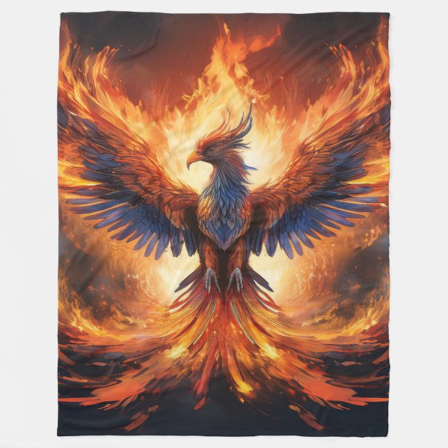 Majestic Flaming Eagle Sherpa Blanket Fleecefilt (Framsidan)