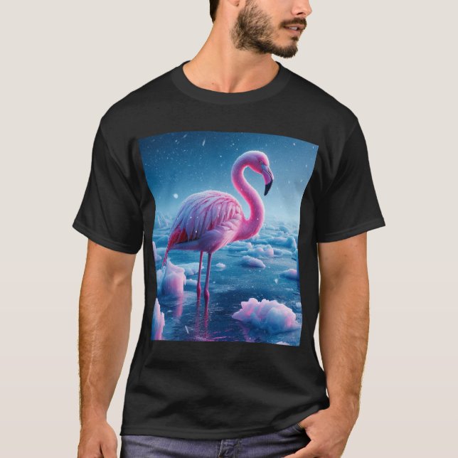 Majestic Flamingo in Arctic Wonderland T-Shirt (Framsida)