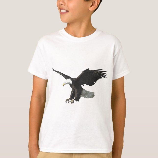 Majestic Flies American Örn Photo Porträtt T Shirt (Framsida)