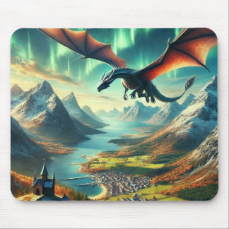 Majestic Flight – Dragon Over Nordic Fjord Musmatta