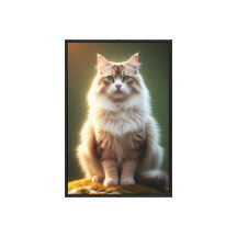 Majestic Fluffy Cat - Serene Grönt Eyed Kattdjur