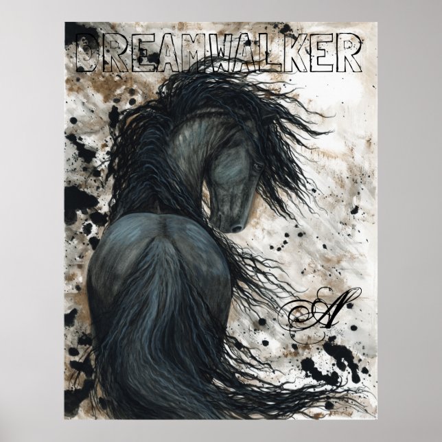 Majestic Friesian Black Stallion Horse av BiHrLe Poster (Framsidan)