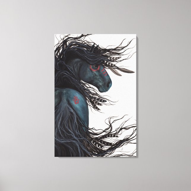 Majestic Friesian Horse by Bihrle Canvastryck (Framsida)