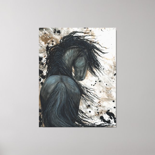 Majestic Friesian Horse by Bihrle Kanvastryck (Framsida)