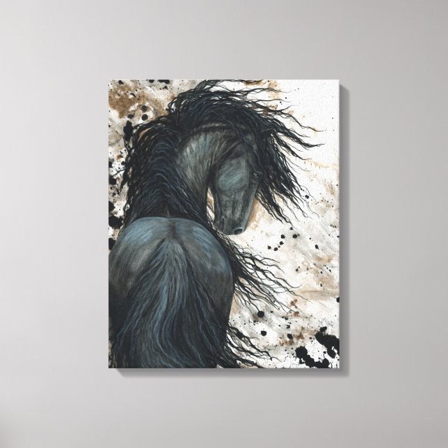 Majestic Friesian Horse by Bihrle Kanvastryck (Framsida)