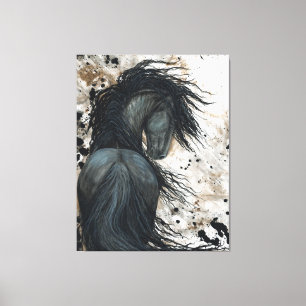 Majestic Friesian Horse by Bihrle Kanvastryck