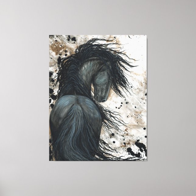 Majestic Friesian Horse by Bihrle Kanvastryck (Framsida)