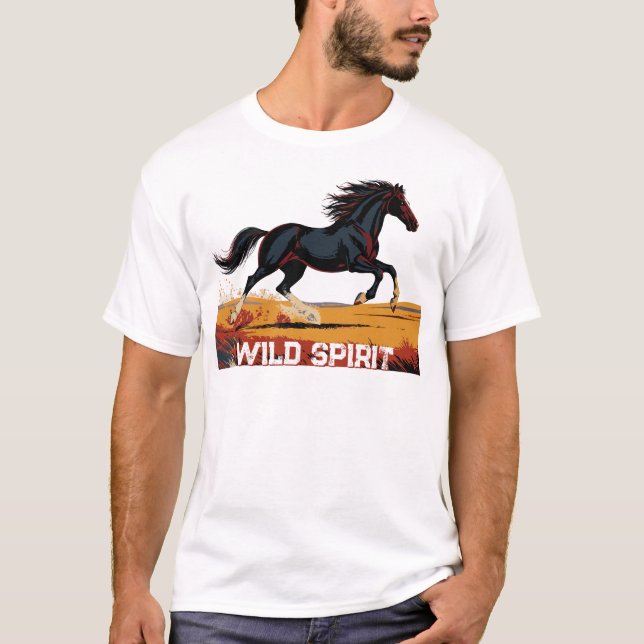 Majestic Galloping Horse Freedom Quote Typography  T Shirt (Framsida)