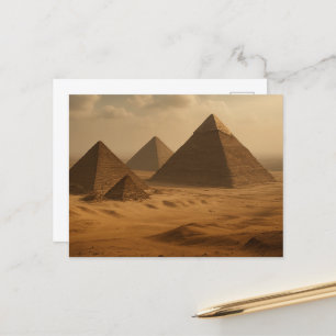 Majestic Giza Pyramids Egyptian Postcard Vykort