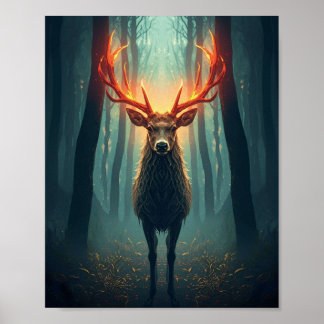 Majestic Glowing Deer Wall Art – Mystical Poster